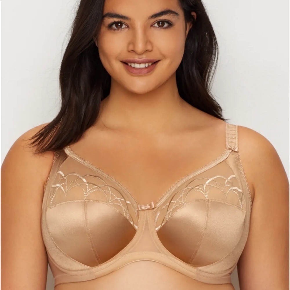 Elomi‎ Cate Side Support Underwire Mesh Embroidered Satin Basic Hazel Bra 38L
